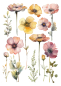 Preview: Motivtransfer, Bügelmotiv in A4 - Blumen Aquarell - BTR-003